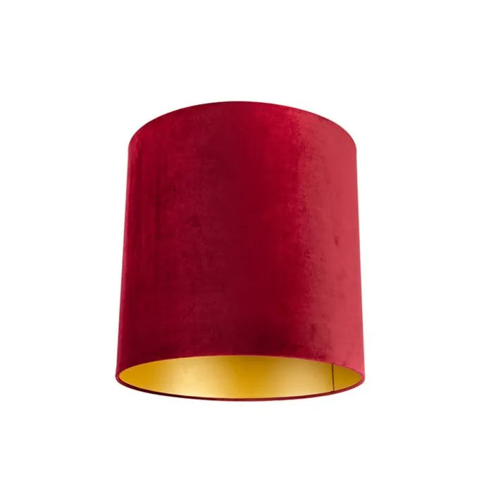 Velours lampenkap rood 40/40/40 met gouden binnenkant