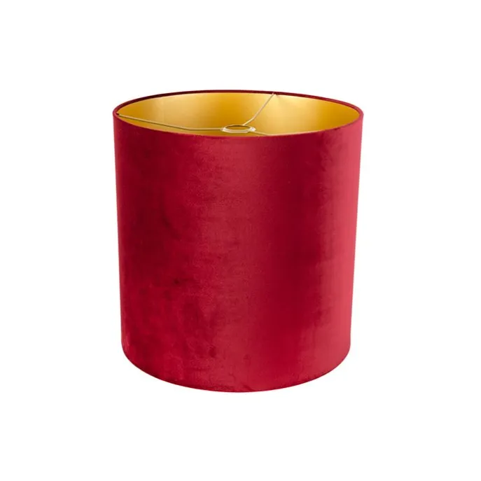 Velours lampenkap rood 40/40/40 met gouden binnenkant