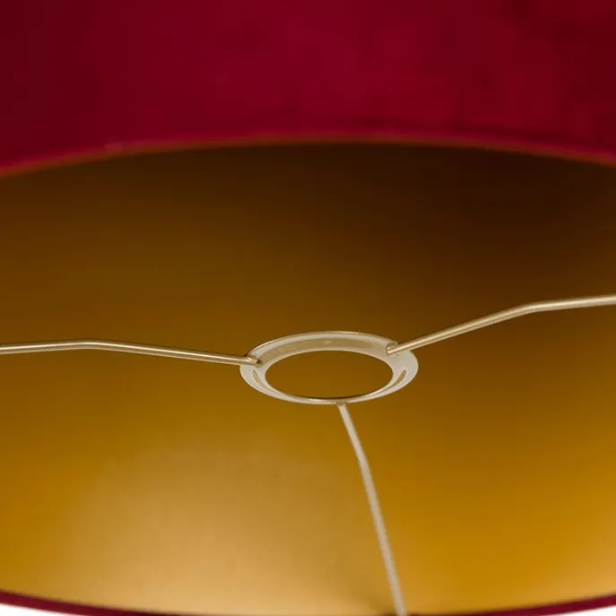 Velours lampenkap rood 40/40/40 met gouden binnenkant