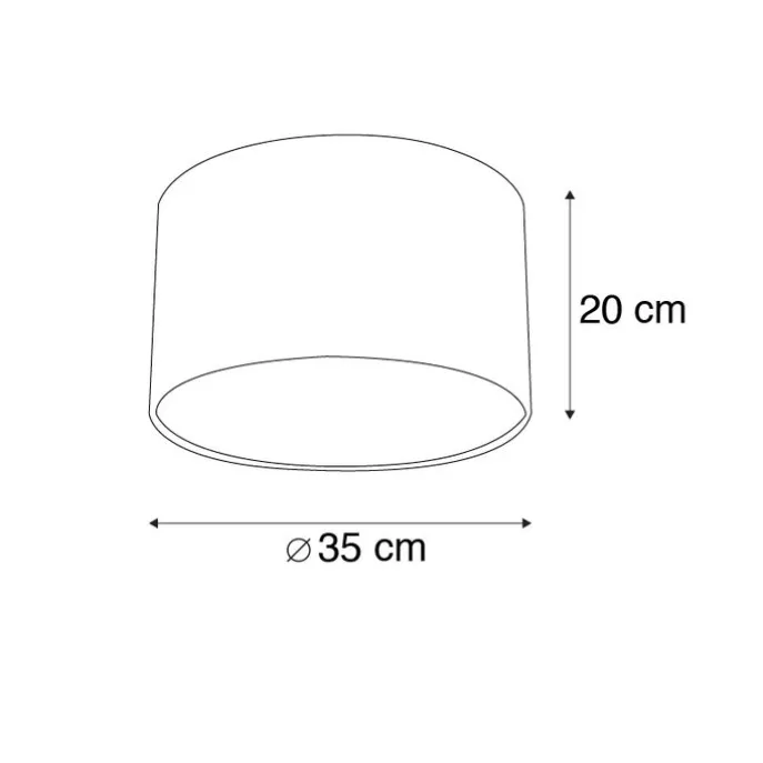 Velours lampenkap rood 35/35/20 met gouden binnenkant