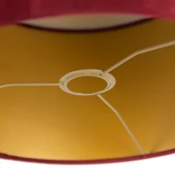 Velours lampenkap rood 35/35/20 met gouden binnenkant