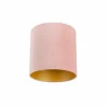 Velours lampenkap roze 25/25/25 met gouden binnenkant