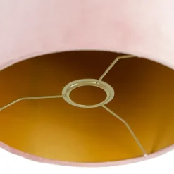 Velours lampenkap roze 25/25/25 met gouden binnenkant