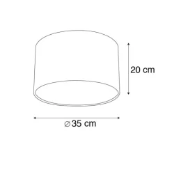 Velours lampenkap roze 35/35/20 met gouden binnenkant