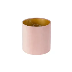 Velours lampenkap roze 20/20/20 met gouden binnenkant