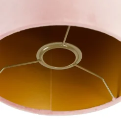 Velours lampenkap roze 20/20/20 met gouden binnenkant