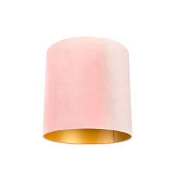 Velours lampenkap roze 40/40/40 met gouden binnenkant