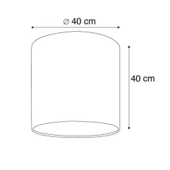 Velours lampenkap roze 40/40/40 met gouden binnenkant