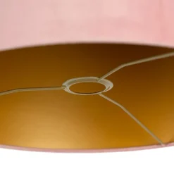 Velours lampenkap roze 40/40/40 met gouden binnenkant