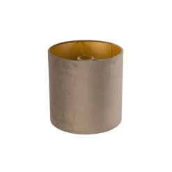Velours lampenkap taupe 25/25/25 met gouden binnenkant