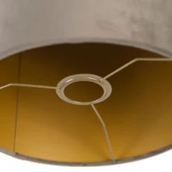 Velours lampenkap taupe 25/25/25 met gouden binnenkant