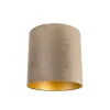 Velours lampenkap taupe 40/40/40 met gouden binnenkant