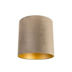 Velours lampenkap taupe 40/40/40 met gouden binnenkant