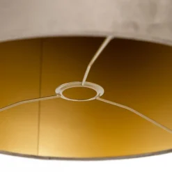 Velours lampenkap taupe 40/40/40 met gouden binnenkant