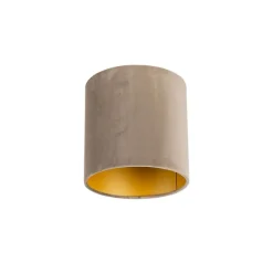 Velours lampenkap taupe 20/20/20 met gouden binnenkant