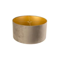 Velours lampenkap taupe 50/50/25 met gouden binnenkant