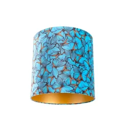 Velours lampenkap vlinder dessin 40/40/40 gouden binnenkant