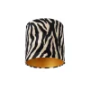 Velours lampenkap zebra dessin 25/25/25 gouden binnenkant