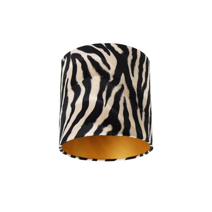 Velours lampenkap zebra dessin 25/25/25 gouden binnenkant