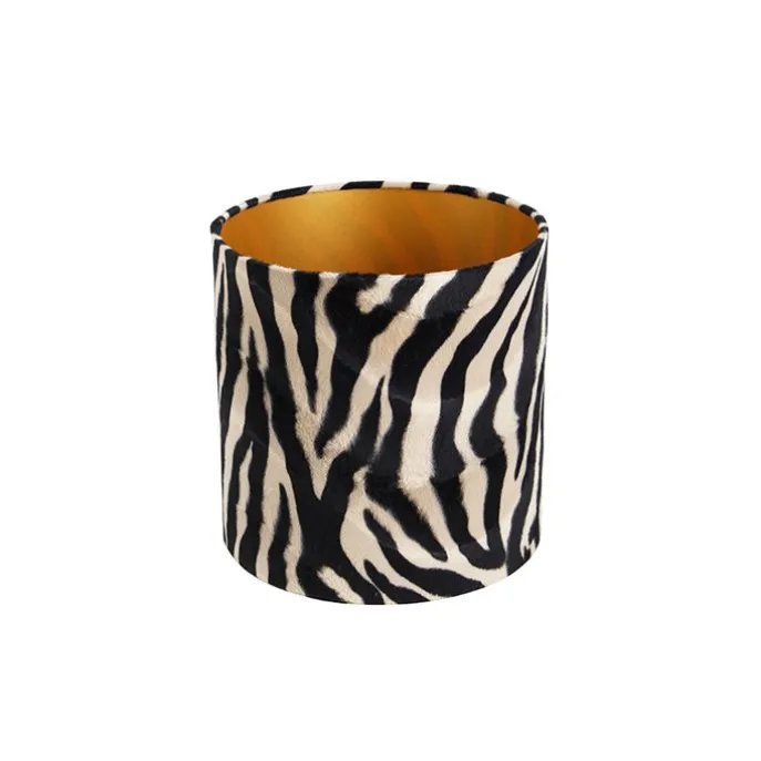 Velours lampenkap zebra dessin 25/25/25 gouden binnenkant