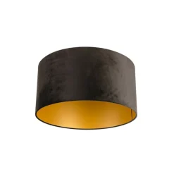 Velours lampenkap zwart 50/50/25 met gouden binnenkant