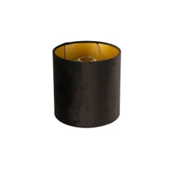 Velours lampenkap zwart 20/20/20 met gouden binnenkant