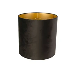 Velours lampenkap zwart 40/40/40 met gouden binnenkant