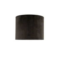 Velours lampenkap zwart 18/18/14 met gouden binnenkant