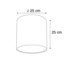 Velours lampenkap zwart cilinder 25/25/25