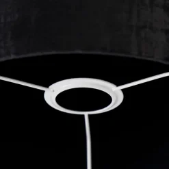 Velours lampenkap zwart cilinder 25/25/25