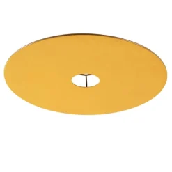 Velours platte lampenkap geel met goud 45 cm