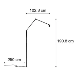Verstelbare arm zwart zonder voet voor vloerlamp - Editor