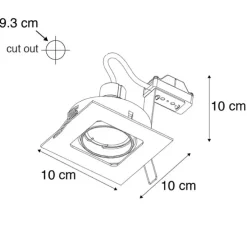 Vierkante inbouwspot messing draai- en kantelbaar - Artemis
