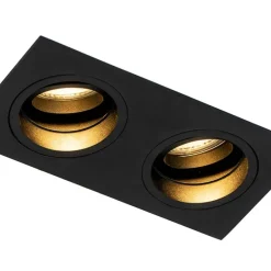 Vierkante inbouwspot zwart verstelbaar 2-lichts - Chuck