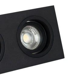 Vierkante inbouwspot zwart verstelbaar 2-lichts - Chuck