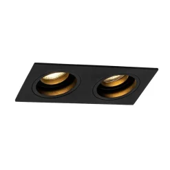 Vierkante inbouwspot zwart verstelbaar 2-lichts - Chuck