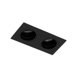 Vierkante inbouwspot zwart verstelbaar 2-lichts - Chuck