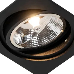 Vierkante inbouwspot zwart verstelbaar - Chuck 111