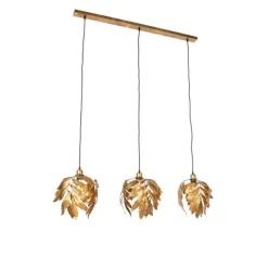 Vintage hanglamp antiek goud langwerpig 3-lichts - Linden