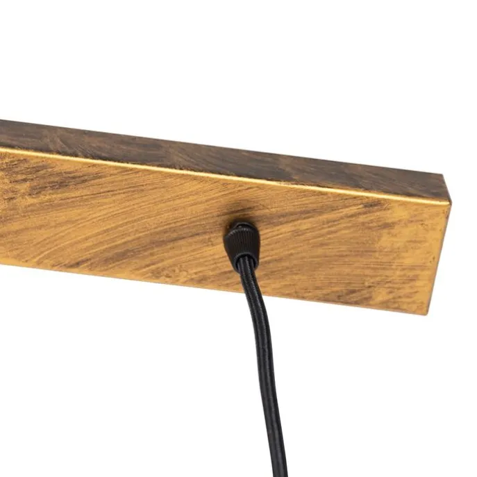 Vintage hanglamp antiek goud langwerpig 3-lichts - Linden