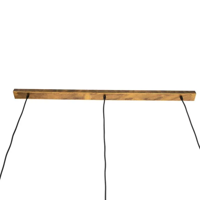 Vintage hanglamp antiek goud langwerpig 3-lichts - Linden