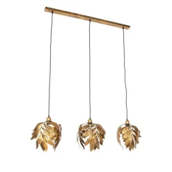 Vintage hanglamp antiek goud langwerpig 3-lichts - Linden