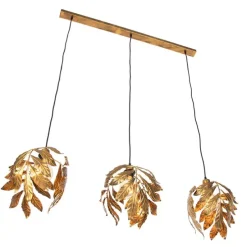 Vintage hanglamp antiek goud langwerpig 3-lichts - Linden