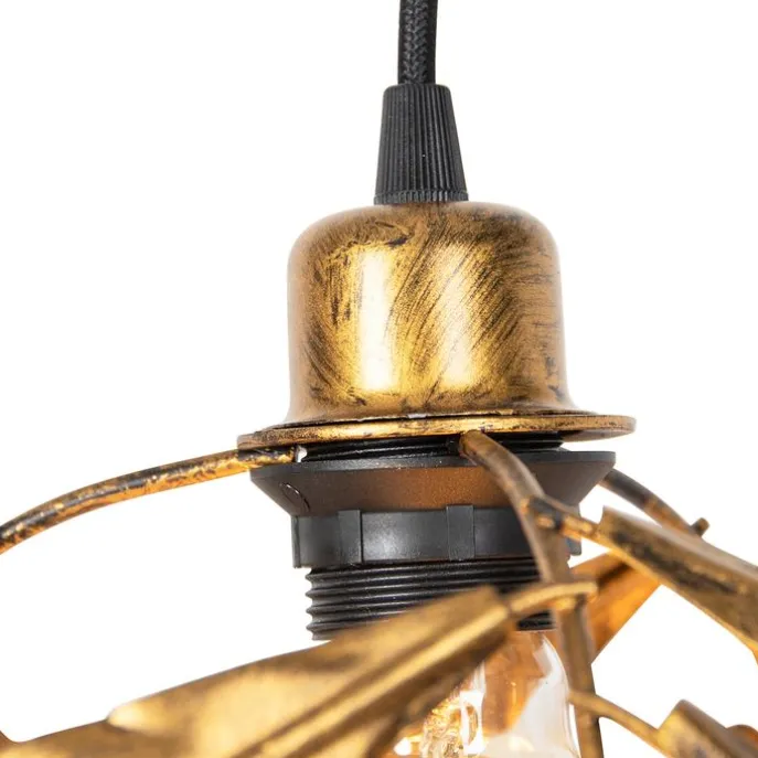 Vintage hanglamp antiek goud langwerpig 3-lichts - Linden