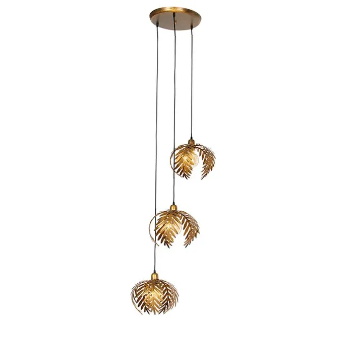 Vintage hanglamp goud rond 3-lichts - Botanica