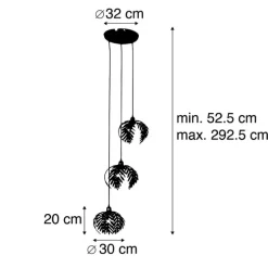 Vintage hanglamp goud rond 3-lichts - Botanica