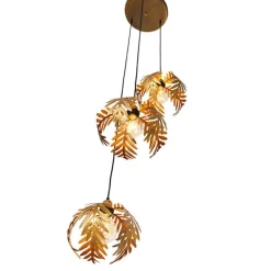 Vintage hanglamp goud rond 3-lichts - Botanica