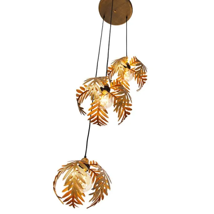 Vintage hanglamp goud rond 3-lichts - Botanica