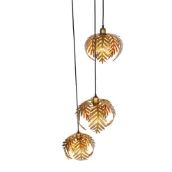 Vintage hanglamp goud rond 3-lichts - Botanica