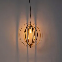 Vintage hanglamp messing draaibaar - Rings